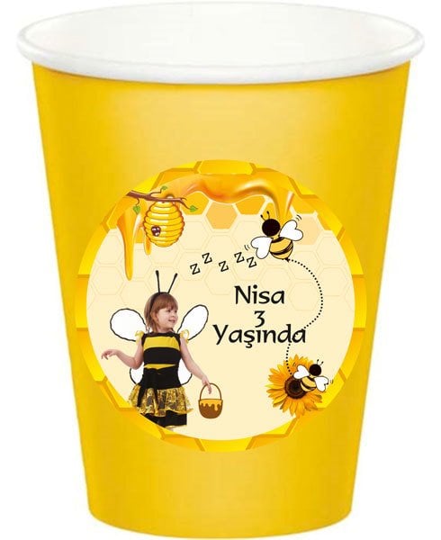 Arı Temalı Kişiye Özel Bardak 6 Adet