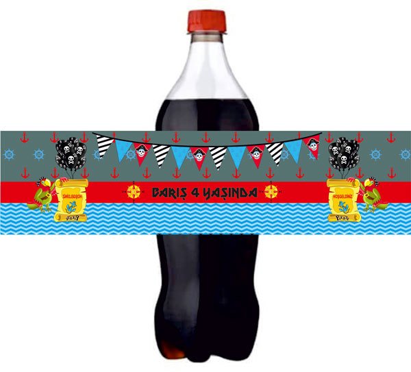 Korsan Temalı Kişiye Özel Meşrubat Sargısı 3 Adet