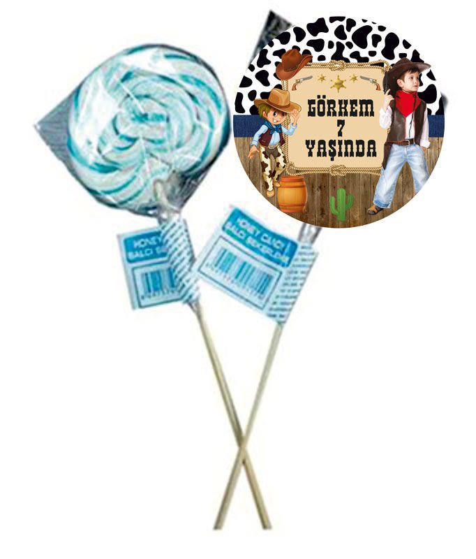 Kovboy Temalı Kişiye Özel Şeker 6 Adet